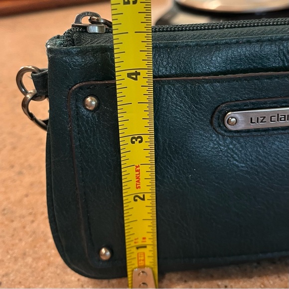 Vintage/Discontinued Liz Claiborne Dark Teal Green Pebbled Wristlet Clutch - Picture 13 of 13